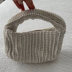 Anthropologie White Beaded Handbag